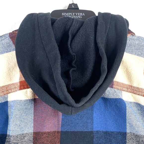 Hollister Flannel Hoodie Adult Small Red Black Button Up Sweater Outdoor Casual - Picture 9 of 13